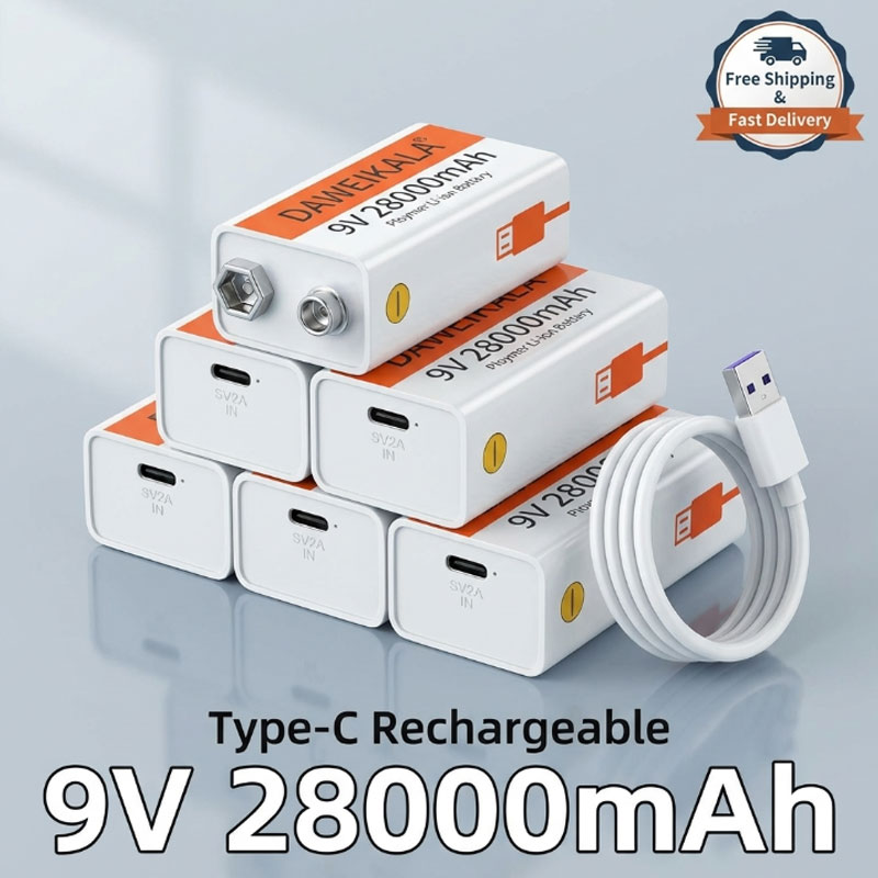 Electronics And Gadgets C - 9V Type-C Rechargeable Battery 28000mAh Li-ion