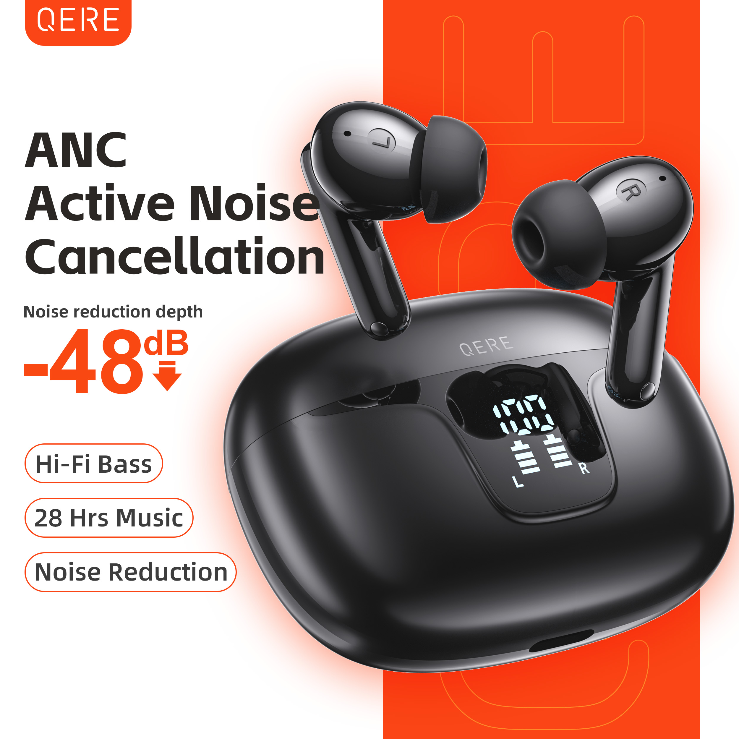 Earbuds Anc Wireless - QERE E60 Wireless Headphones, TWS Bluetooth