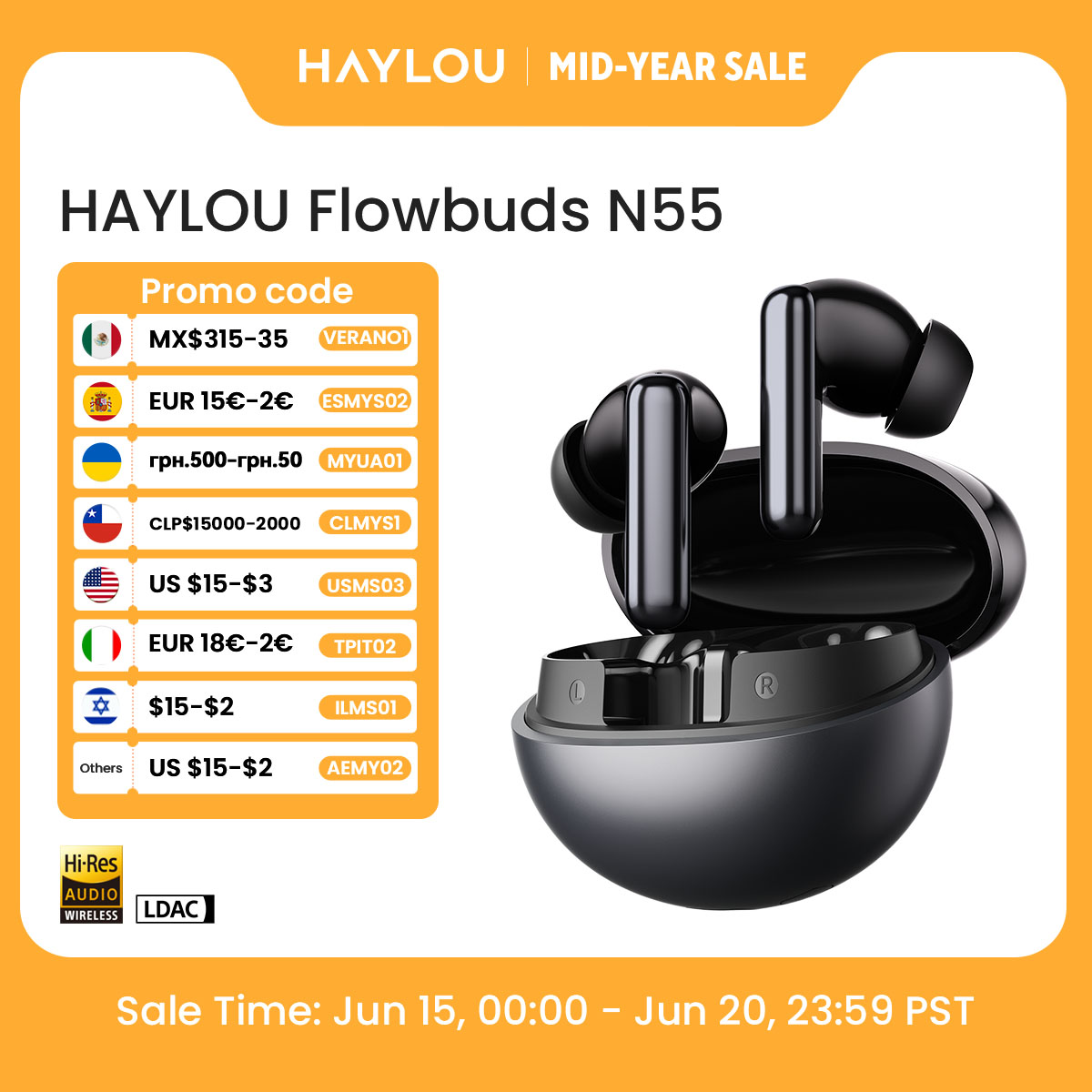 HAYLOU Flowbuds N55 Wireless E - Earbuds Anc Wireless recensione e prezzo