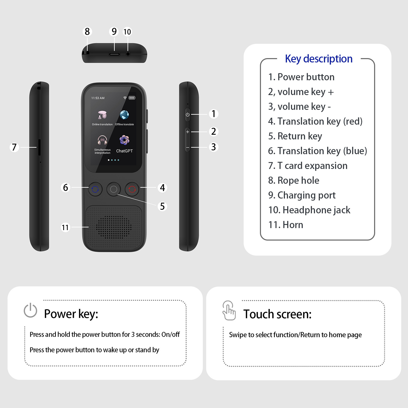 S80 Language AI Translator Dev - Portable Translator Device recensione e prezzo